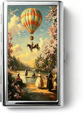 Vintage Art Deco Versatile Card & Cash/Cigarette Holder Case, Slim Metal Wallet for Women Men Credit ID Business Cards (#F)