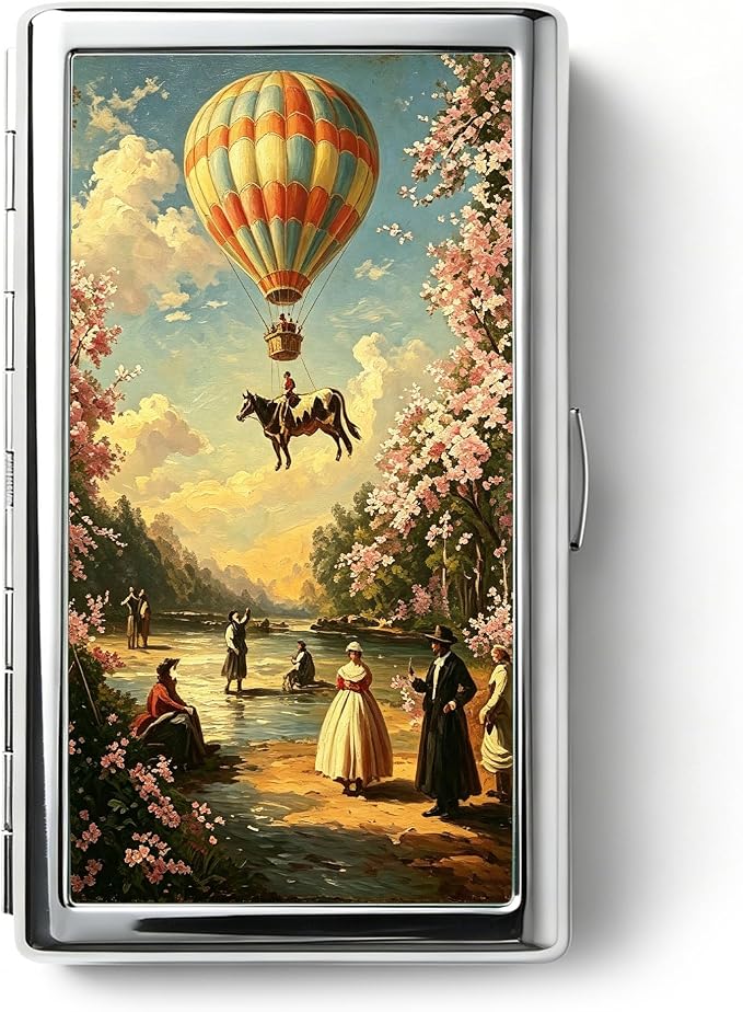 Vintage Art Deco Versatile Card & Cash/Cigarette Holder Case, Slim Metal Wallet for Women Men Credit ID Business Cards (#F)