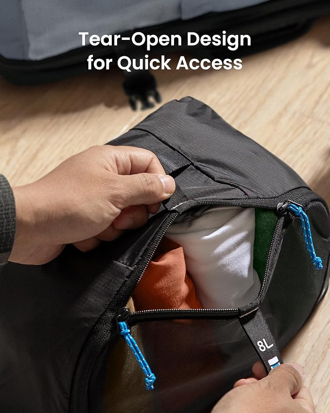 tomtoc 3 Set Packing Cubes for Travel, Compression Expandable Organizers | Odor-resistant Travel Bag Pouch for Backpack & Suitcase, Luggage Organizer Accessories for Travel Essentials Storage
