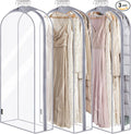 BALEINE 60'' Clear Garment Bags, 10.5'' Wide PEVA Suit Bag for Closet Clothes Dresses Suit Coats Storage (Clear, 3PK)