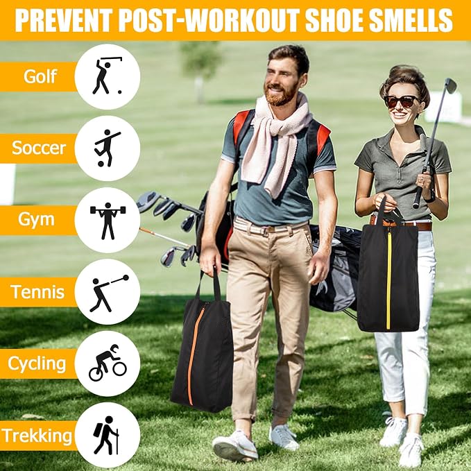 TOBWOLF Smell Proof Golf Shoe Bag, Cleat Bag Fits Up to Size 14 | Waterproof Durable Nylon, Reinforced Carry Handle & Smooth Zipper Closure, Large Capacity for Golf, Soccer, Gym and Travel
