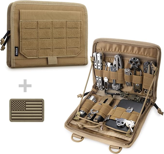 WYNEX Tactical Molle Admin Pouch, Laser-Cut, EDC Organizer Tool Pouch | Utility Organizer EDC Medical Bag, EDC Pocket Modular Pouch, Tactical Accessories EDC Pouch, Include U.S Patch