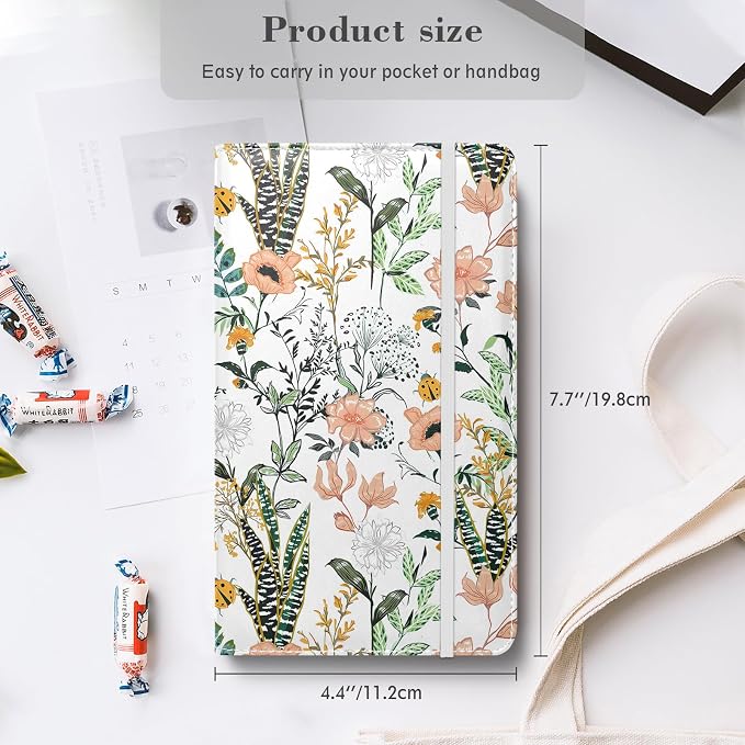 Floral Business Card Book Holder Organizer for Women, 240 Card Capacity, Stylish Name Card and Credit Card Holder for Professionals (Flower-Grass)