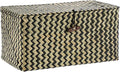 Hipiwe Wicker Shelf Baskets with Lid Seagrass Storage Baskets Handwoven Household Organizer Rectangular Woven Organizer Box for Storage Shelf Wardrobe,Medium