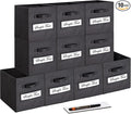 11 Inch Storage Cube,Storage bin,cube storage (Set of 10) Foldable Fabric Cube Storage Bins with 10 Labels Window Cards & a Pen,Baskets Containers for Shelves,Closet Organizers Box,Black