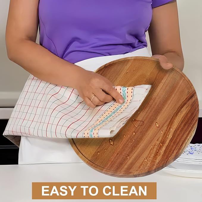12-inch Acacia Wood Lazy Susan Organizers,Lazy Susan Turntable for Cabinet