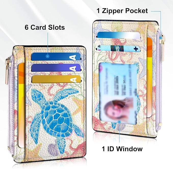 Tipmile Womens Credit Card Holder Wallet, Small Slim RFID Blocking Sleeve | Mini Tiny Cute ID Case, Minimalist Zipper Pocket Wallet, Thin Coin Purse, Mothers Gift