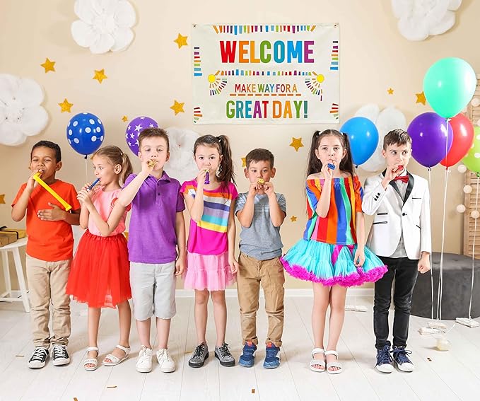 Welcome Party Banner Decor Accessories-Rectangular Canvas Banner Poster Wall Sign-Entryway Outdoor Garden Front Door Flag-Birthday Anniversary Wedding Christmas Gift-Welcome Make Way