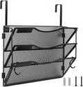 BOHDK Wall File Organizer 3 Pockets, Mail Organizer, Hanging Folder Holder, Foldable | Hanging or Wall Mounted | Label Panel | 2 Hooks | Office Home School Organizer, Black