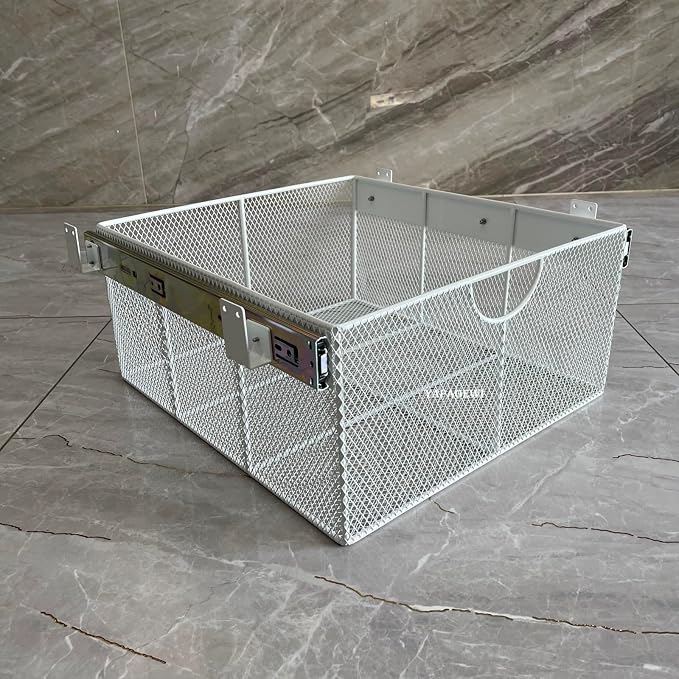 Pull Out Closet Drawer for Clothes | Sliding Wire Basket for Wardrobe Cabinets | Roll Out Storage Organizer | Side Mounting | for Home, Kitchen,Pantry