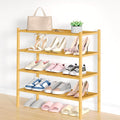 Smiry Bamboo Shoe Rack, 4 Tier Shoe Organizer for Entryway & Closet, Stackable Free Standing Storage Shelf for Shoes, Bags & Plants, Natural