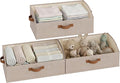 StorageWorks Closet Organizers and Storage, Trapezoid Storage Bins, Fabric Clothes Closet Bins, Storage Baskets for Shelves, Clothing, Toys, Towels, Large, Brown and Beige, 3-Pack