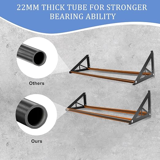 2 Tier Wall Mount Filament Storage Rack Holds 20 Rolls 1KG 3D Printer Spool | Holds 18+ Spools, 50LBS Load/Shelf, 22mm Heavy Pipe, Fits Small Print Farms, Assembles in 15 Mins, Versatile Storage Use