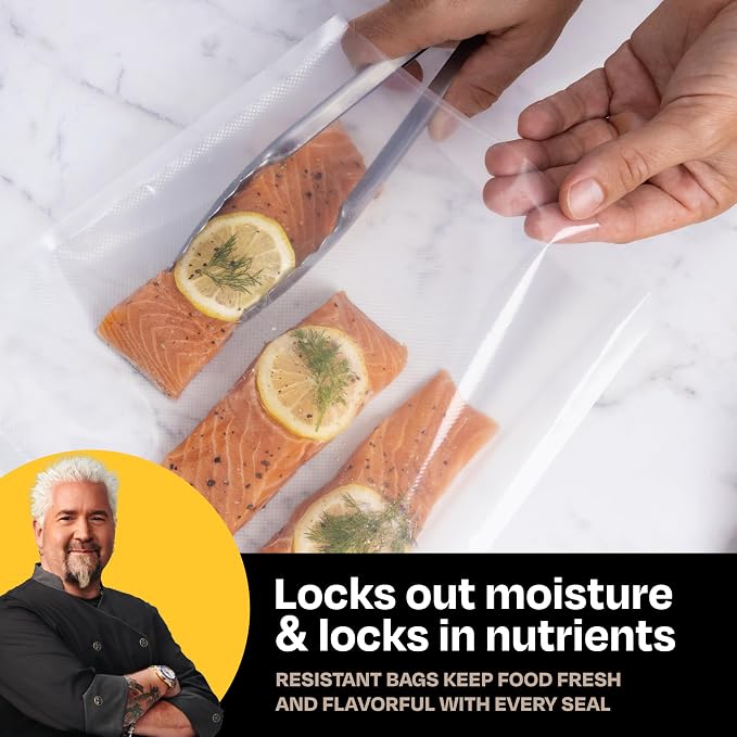 Guy Fieri's Flavortown 11" x 14" Vacuum Seal Gallon Bags, 24-Count | BPA-Free, Freezer Safe, Locks in Flavor & Freshness, Puncture-Resistant