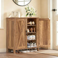 Homleke Farmhouse Shoe Cabinet with 2 Barn Doors & Wood Legs, 5-Tier Shoe Storage Cabinet with 3 Adjustable Shelves, Tall Shoe Rack Organizer for Closet, Shoe Organizer for Entryway, Rustic Walnut