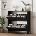 Xixini Shoe Storage Cabinet for Entryway with 2 Flip Drawers, Wood Freestanding Hidden Shoe Storage, Sturdy Narrow Slim Shoe Organizer for Front Door Entrance, Living Room, Hallway, Bedroom, Black