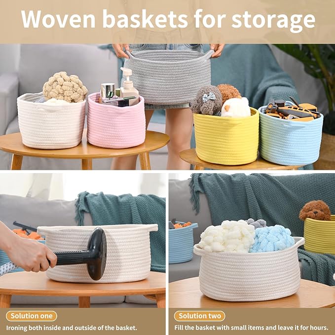 Happyiren Cute Woven Storage Basket with Handle, Baskets for Gifts Empty | Gift Baskets for Birthday Baby Shower Raffle Burr Fundraiser, Decorative Organizer Box for Baby Toy Pet