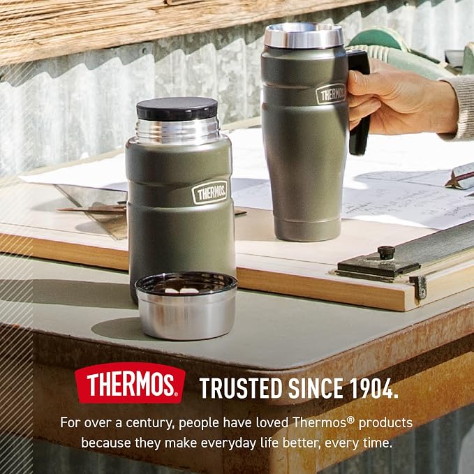 THERMOS Stainless King Vacuum-Insulated Food Jar, 24 Ounce, Matte Army Green