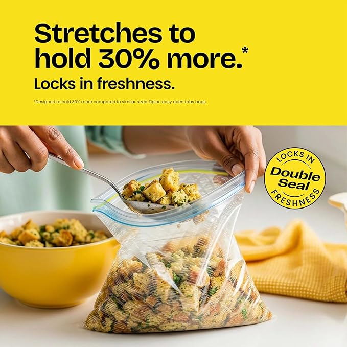 Glad Flex'N Seal Food Storage Plastic Bags, Sandwich, 100 Count, Pack of 4 (Package May Vary)
