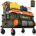 Originsure 220L Collapsible Wagon Cart Foldable, 38" L Extra Large Heavy Duty Folding Beach Wagons with All-Terrain Wheels, Utility Carts for Camping, Sports, Shopping, Groceries - Green