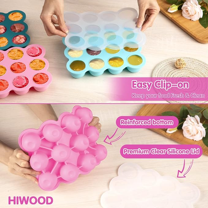 Silicone Freezer Tray with Lid, 12x1.5oz Baby Food Storage Container | Baby Food Freezer Tray, Easy Puree Meal Prep, BPA-Free Food Grade, Homemade Baby Food, Dishwasher Safe, Microwave Safe