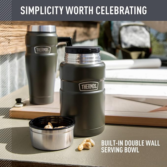 THERMOS Stainless King Vacuum-Insulated Food Jar, 24 Ounce, Matte Army Green