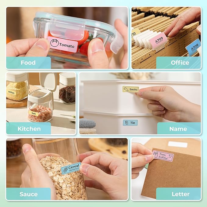 NELKO Genuine P21 Label Maker Tape, Adapted Label Print Paper, 14x40mm (0.55"x1.57"), Standard Laminated Office Labeling Tape Replacement, Multipurpose of P21, 180 Tapes/Roll, 3-Roll, Blue/Yellow/Pink