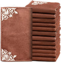 YUA Microfiber Cleaning Cloth 12 Pack,Microfiber Towels Cleaning,Microfiber Towels for Cars,Absorbent Dish Washing Cloth,Reusable Cleaning Cloths Lint Free (Brown Corner Flower)