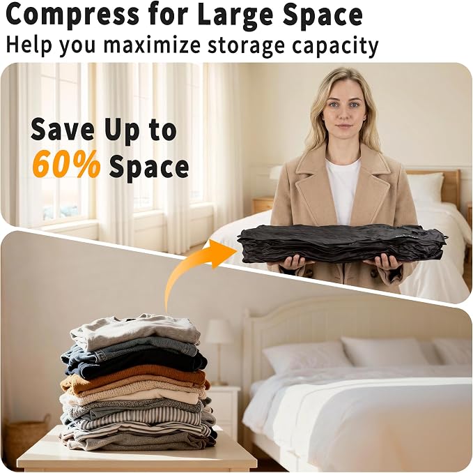 EULANT Travel Vacuum Bags,IPX8 Waterproof Vacuum Compression Bag | Vacuum Bags for Travel Carry-On Suitcase & Travel Backpack,Space Saver Bags Packing Organizers