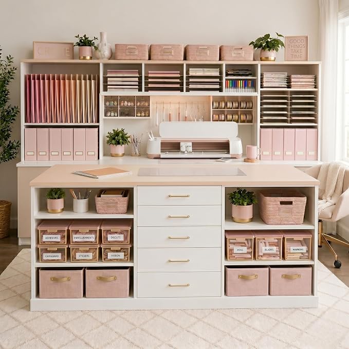BLU MONACO | Cardboard Magazine File Holder Set of 6 Pink | Vertical Magazine File Holder with Gold Label Slots | Standing File Holder and Cardboard Bins for Shelves Desk Storage
