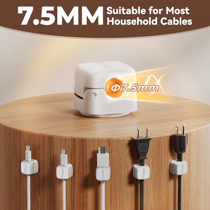 12Pack Rotatable Cord Organizer,Spring Cable Clips Desk Cable Management Cord Holder Adhesive Phone Charger Cord Clips for Home Office Car Wall Nightstand Accessories, White