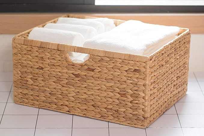 Vintiquewise Foldable Natural Water Hyacinth Storage Bin (Set of 3 Large)