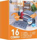 GONGSHI Vacuum Storage Bags, Space Saver Seal Bags For Clothing, Blankets, Comforters, Pillows, Clothes Storage,Travel Luggage.16 Combo