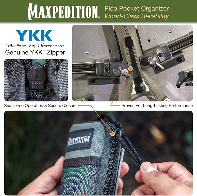 MAXPEDITION Pico Pocket Organizer, Ultra Compact EDC Gear Pouch, Tactical Utility Pouch for Everyday Carry, Tools, Gadgets, Outdoor First-Aid Kit, Survival