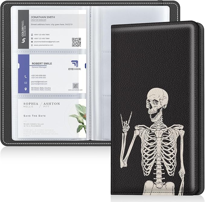 Pu leather business card organizer， 240 Capacity business card holder organizer，Credit card holder for women and men