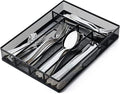 Sedegn Silverware Organizer Metal Mesh, Small Drawer Organizer, Utensil Cutlery Tray for kitchen drawers, Flatware Organizer with 5 Compartment, Black(9.3"*12.6")