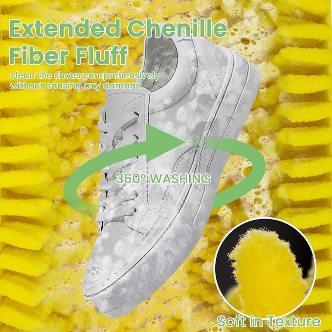 1pc Shoe Washing Machine Bag, Sneaker Laundry Bag for Washing Machine, Extra Long and Thick Microfibre Fluff, Reusable for Washer and Dryer (1pc, Yellowish Green)