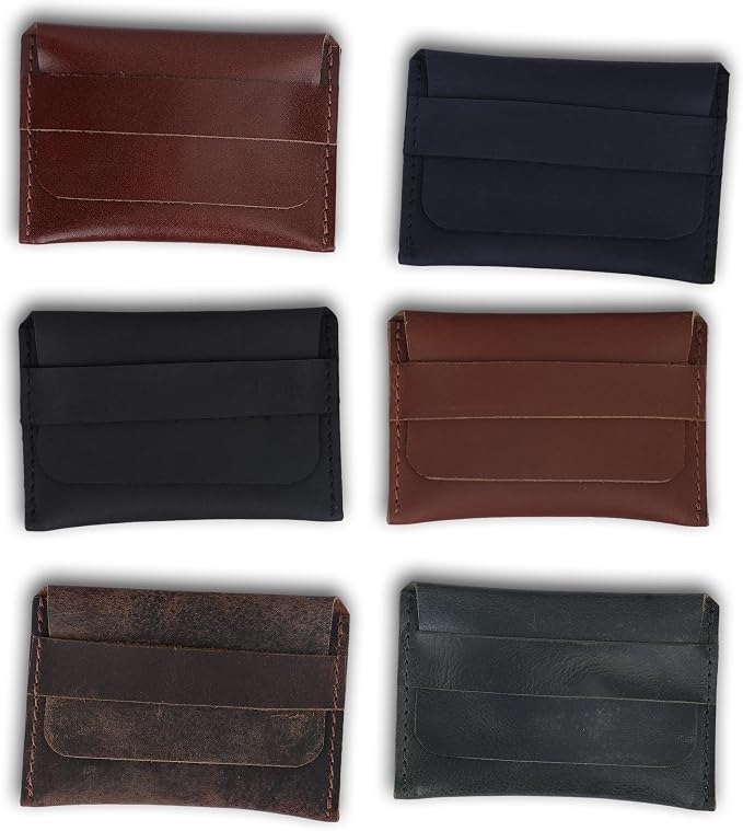 Distressed Leather Business Card Holder Slim Wallet Blue | Premium Leather Card Holder – Distressed leather design keeps business cards and credit cards organized in vintage style