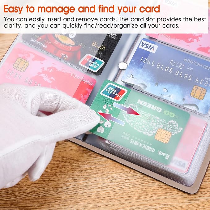 RFID Credit Card organizer, Business Card holder with 96 Card Slots, Gift Card Case for Managing Your Different Cards and Important Documents to Prevent Loss or Damage (Leopard Print)