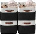DECOMOMO Storage Bins, Large Fabric Storage Baskets for Shelves, Decorative Linen Closet Organizer, 15 x 11 x 9.5 inches (Black & White, 4 Pack)