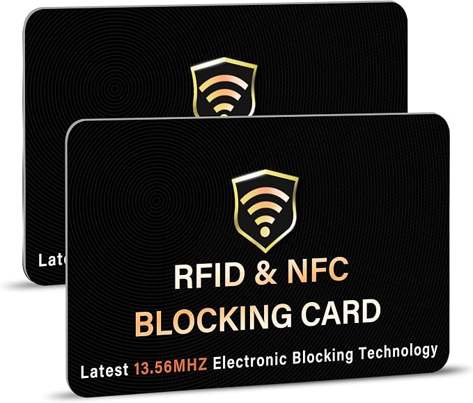 SaiTech IT 2 Pack RFID Blocking Card for Credit Debit ID Card, Black | Slim Anti-Theft Contactless NFC RFID Blocker Protector, Easily Fit into Wallet and Purse, for Men & Women