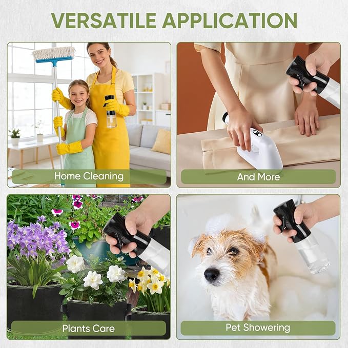 Continuous Spray Bottles, Ultra Fine Mist Sprayer, Spray Bottle For Hairstyling, Cleaning, Plants, Pets, Barbers, Salons (Black)
