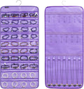 Dual-sided Hanging Jewelry Organizer with 40 Pockets and 20 Hook Loops Necklace Holder Jewelries Organizer for Earrings Bracelets Rings with 360 Degree Rotating Hanger (40 Pockets and 20 Hook Loops-Purple)