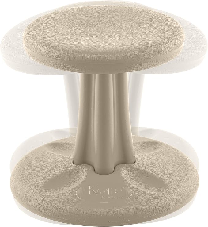 KORE DESIGN Wobble Stool Chair, Girls + Boys Kid Desk Stools, Ergonomic Small Office Chairs, Flexible Seating, Active Kids, ADD/ADHD, Classroom, School, Home, Preschool (12in), Age 4-5 yr, Sand Dollar