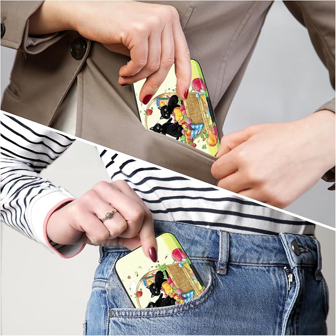 Credit Card Holder, Mini Aluminum Card Wallet RFID Blocking Slim Metal Hard Card Case for Women Men, Fruit Cat