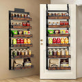 6 Tier Over The Door Pantry Orangizer 2 IN 1 Wall Mounted or Hanging Spice Rack with Adjustable Wood Basket,Heavy Duty Seasoning Storage Shelf for Kitchen Pantry and Bathroom