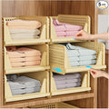 SNSLXH 5 Pack Stackable Closet Organizer Box, Multifunctional & Foldable Closet Storage Basket for Bathroom Kitchen Laundry Room Wardrobe Storage, Space-Saving Clothes Storage Drawer Organizer, Yellow