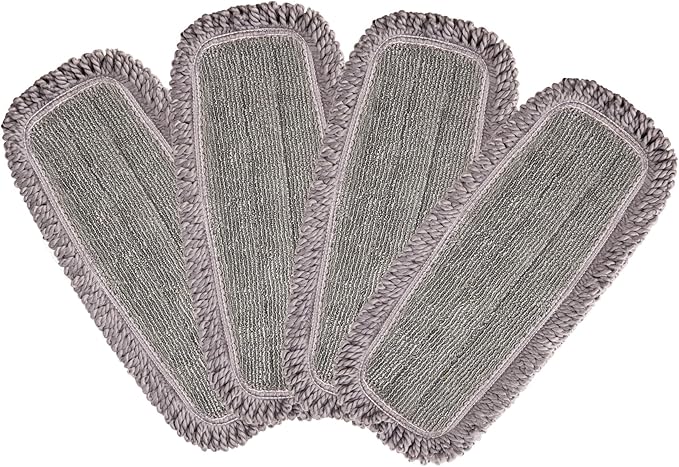 CLEANHOME Microfiber Mop Pads 4 Pieces for Floor Cleaning,Fit CLEANHOME Dust Mop: B09PBPGSJ3, Twisted Microfiber Replacement Pads