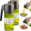 Olive Oil Sprayer & Dispenser for Cooking, 17oz Dark Glass Oil Mister, 2PC | 2-in-1 Sprayer & Pourer, Leakproof, Fine mist, Light-Blocking, Wide Mouth for Easy Refill & Clean, 8 Oil Labels, Reusable