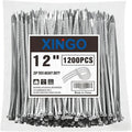 XINGO 12 Inch Silver Zip Ties 1200PCS, 75 LBS Ultra Strong Tensile Strength, UV Resistant Cable Ties, Self-locking Plastic Ties for Indoor and Outdoor Use